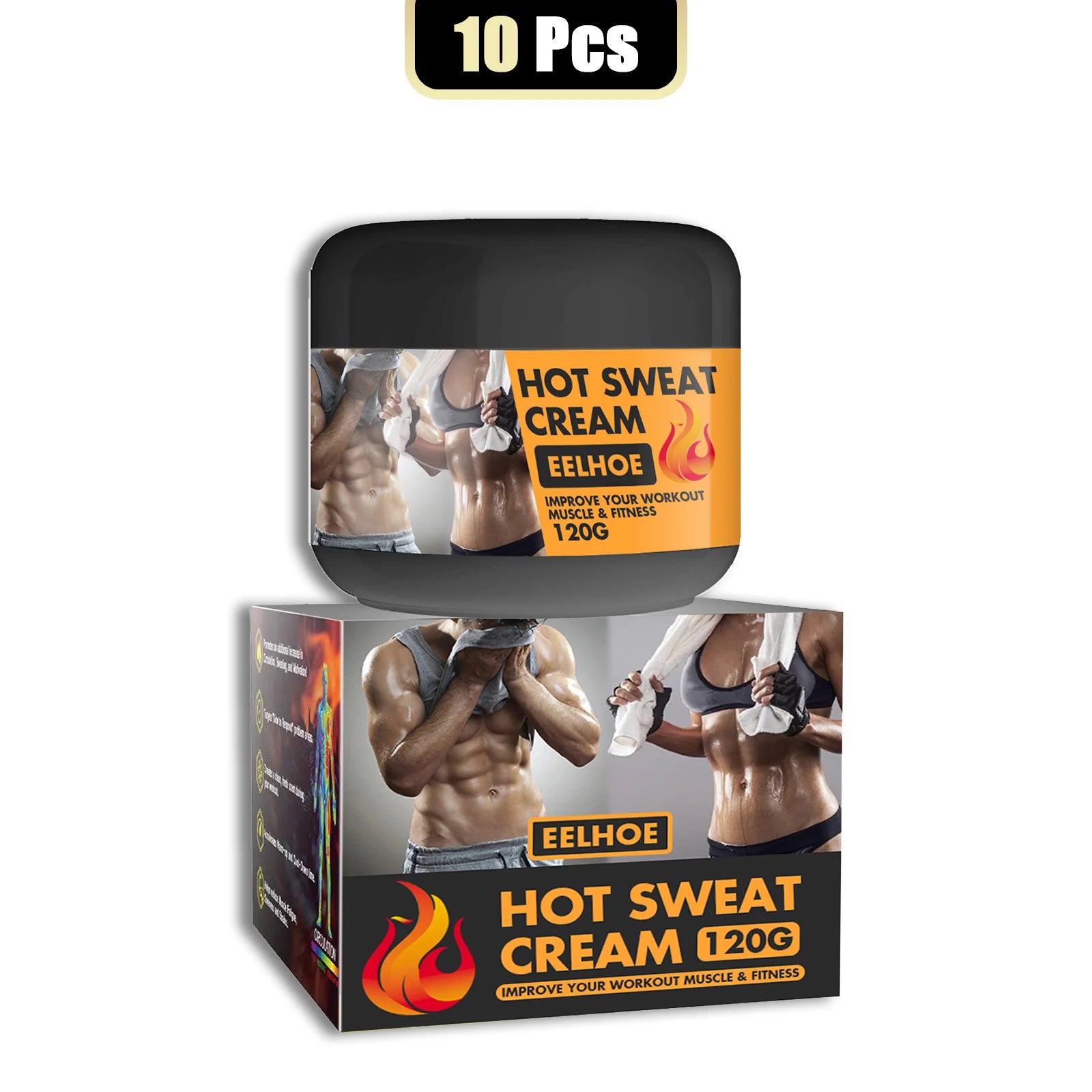 EELHOE Hot Sweat Cream 120g Fat Burning Tighten Abdominal Muscles Arms Legs Waist Fat Loss Firming Skin Natural Belly All Body