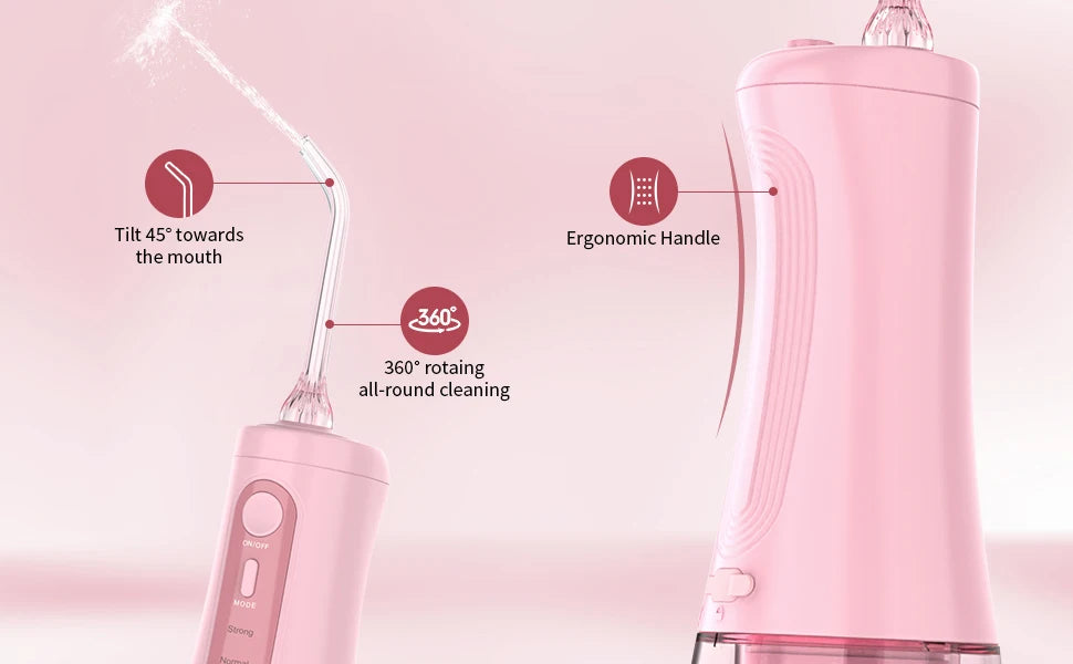 Sejoy Electric Oral Irrigator Water Flosser Portable Dental Water Flosser 6 Jets 5 Modes 350ml Tank Rechargeable Teeth Cleaner