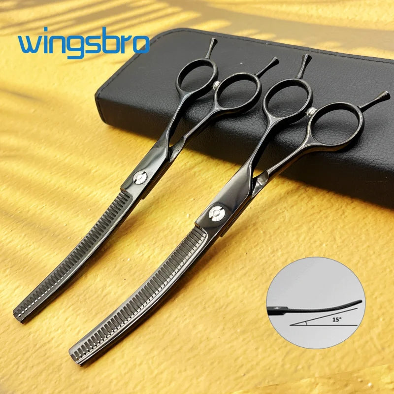 7 inch Dog Curved Grooming Shears Curved Thinning scissors Stainless Steel Dog Grooming Scissors For Pet