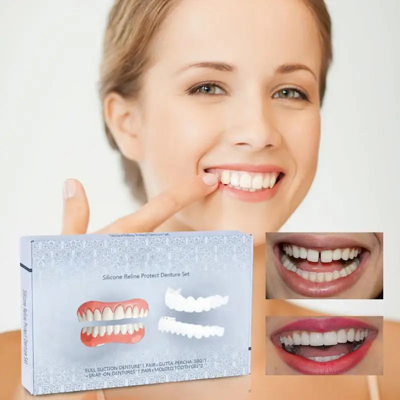Denture Set False Teeth Top And Bottom Denture Solution Realistic False Teeth Professional Temporary Teeth Kit For Lovers