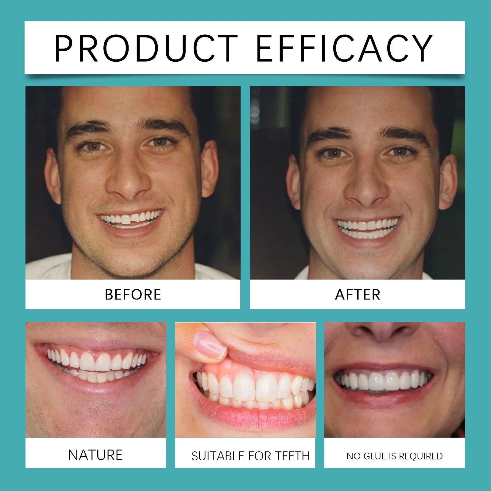 Perfect Fit Teeth Whitening Fake Tooth Cover Snap on Silicone Smile Veneers Teeth Flexibles Fake Teeth Dental Whitening Devices