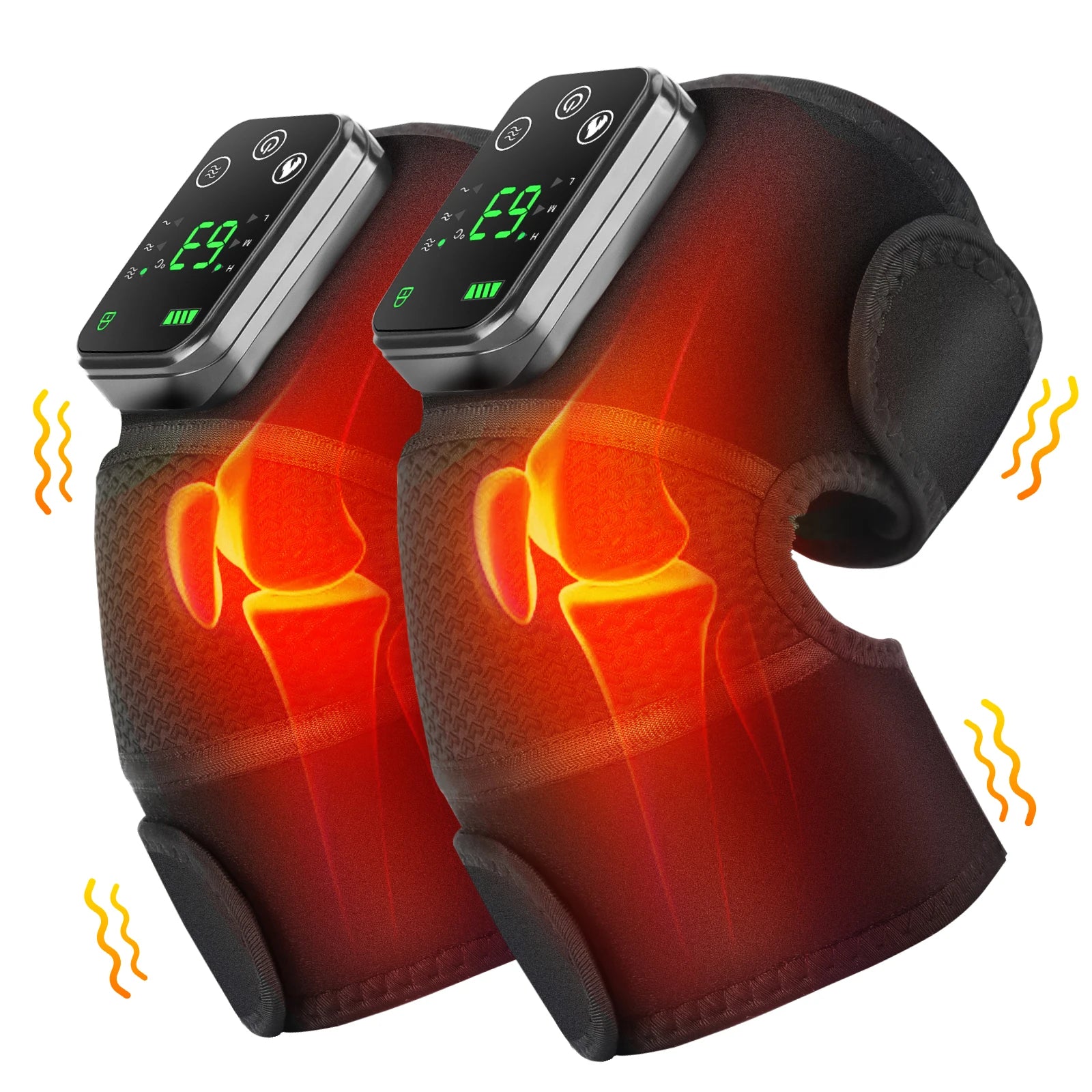 Rechargeable Electric Knee Massager 3-in1 Heated Vibration Pad for Joint Pain Relief Elbow Shoulder Arthritis Support Belt