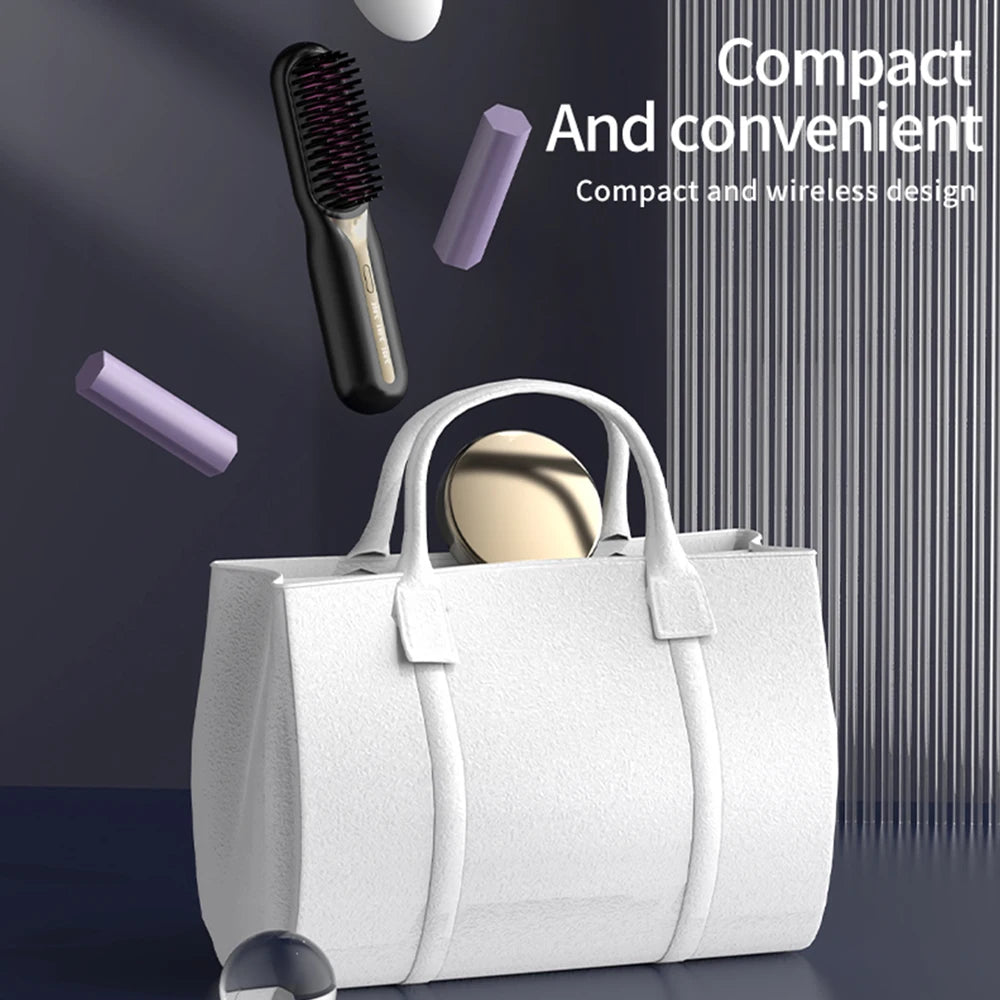 Hair Straightener Brush Anti-Scald Hair Straightener Comb for Women 20s Fast Heating Styling for Home Salon Cordless Hot Comb