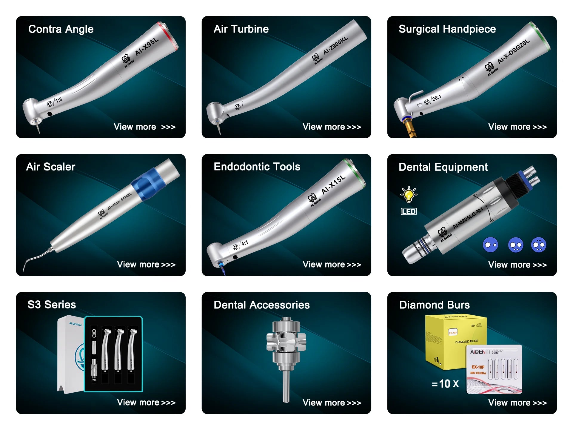 Dental supplies for dentist 1:1 contra angle handpiece FX25 external water spray handpiece non-optic compatible with air motor