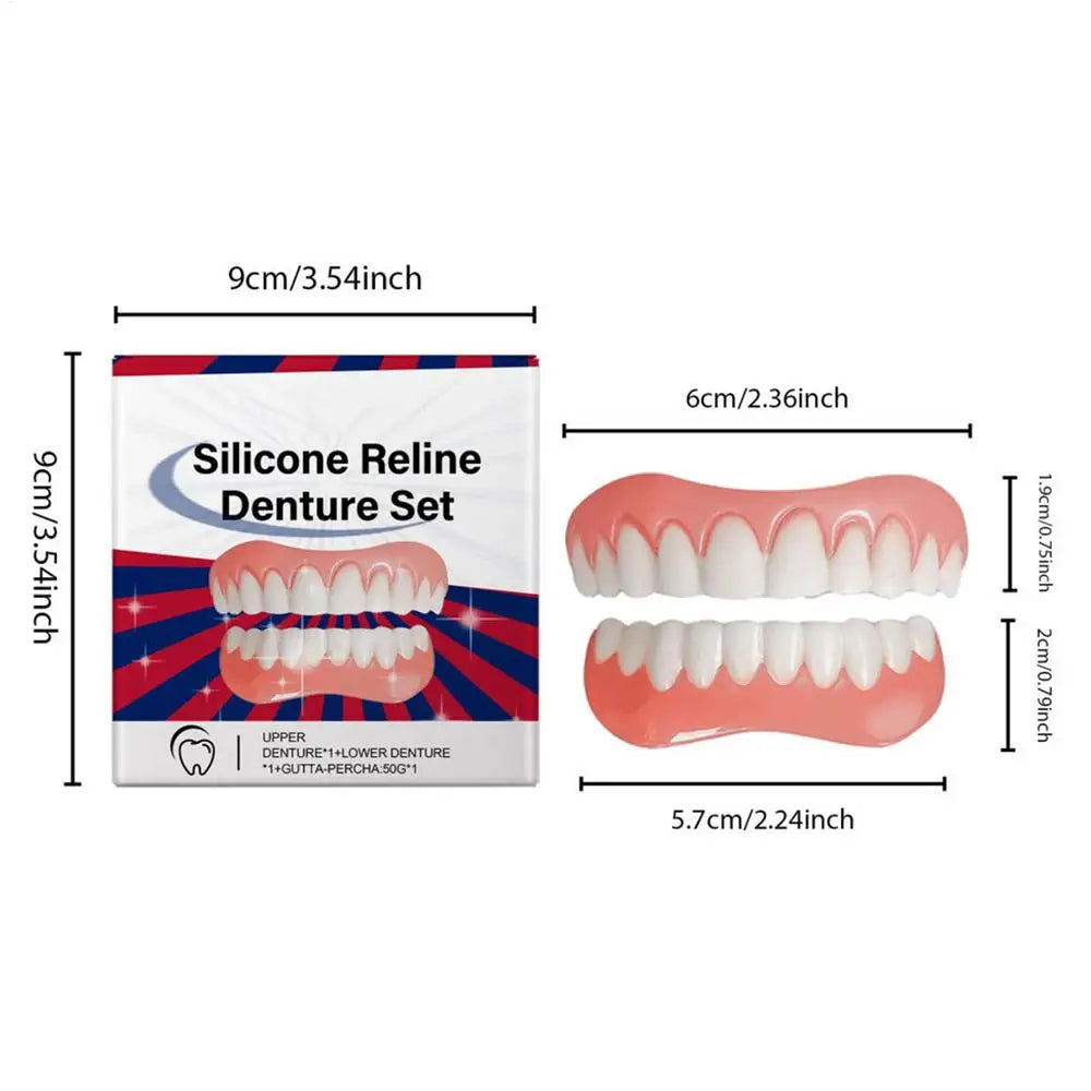 Silicone Denture Set Silicone Upper Lower Veneers Perfects Laugh Soft Denture Kit Denture Silicone Liners Soft Denture Kit