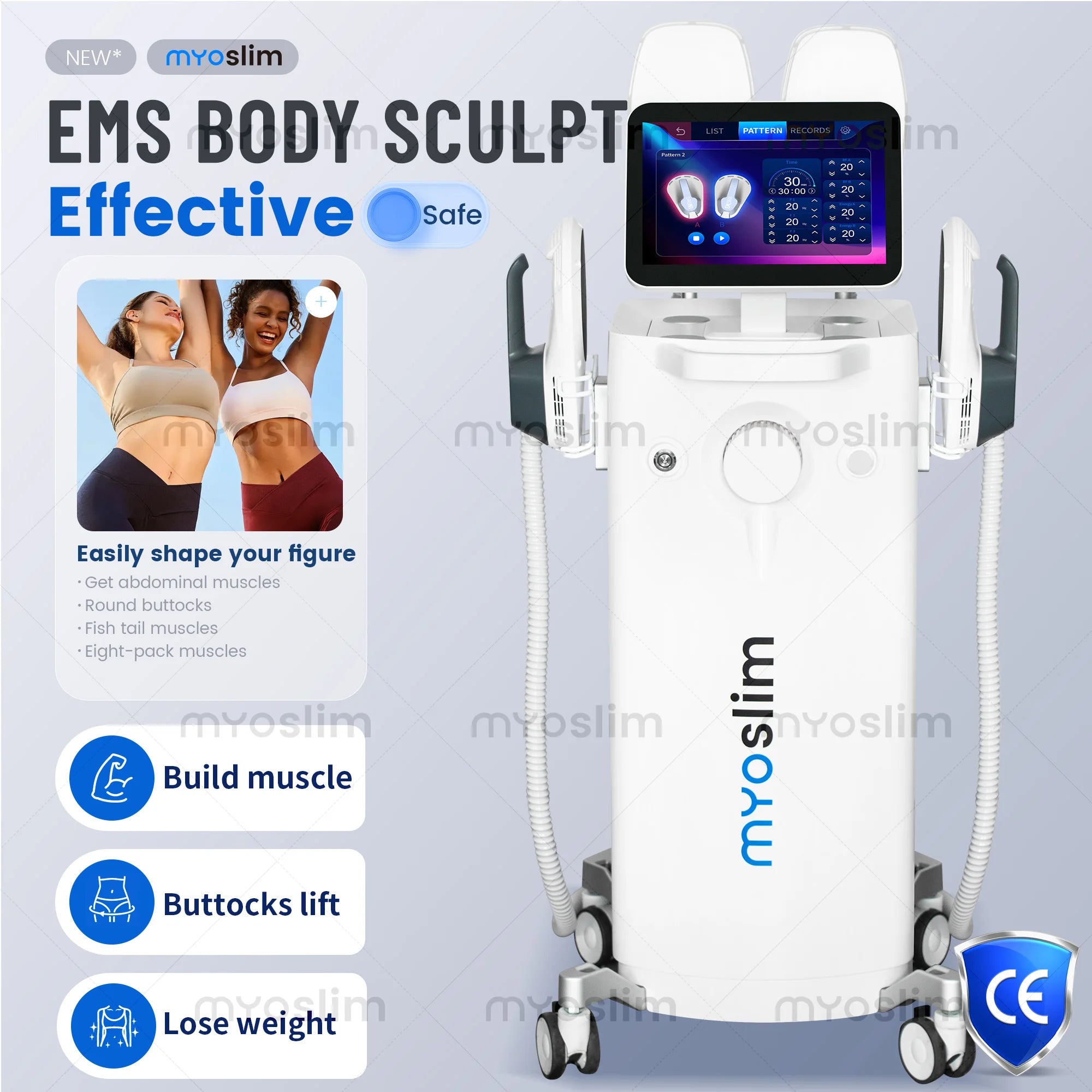 Weight Loss Imaging Body Muscle Slimming Machine 6500W With 4 Handles EMS Electromagnetic Stimulating