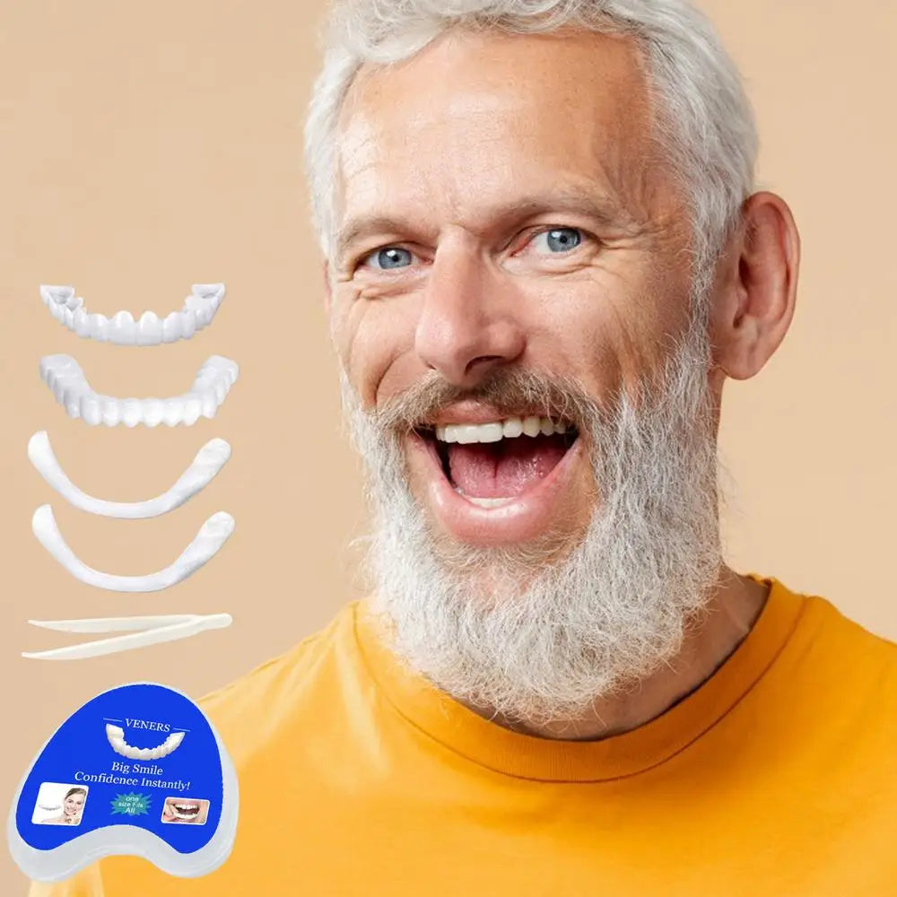 Silicone Upper/Lower Jaw Denture,Snap On Teeth Veneers Dentures, Teeth Whitening Fake Tooth Cover Snap On,Denture Fake Teeth