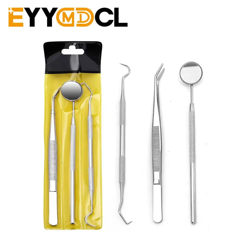 Dental Tool Set Dental Mirrors Oral Scope Tweezers 3pcs Stainless Steel Teeth Cleaning Tool Oral Dental Cleaning Kit Dentist