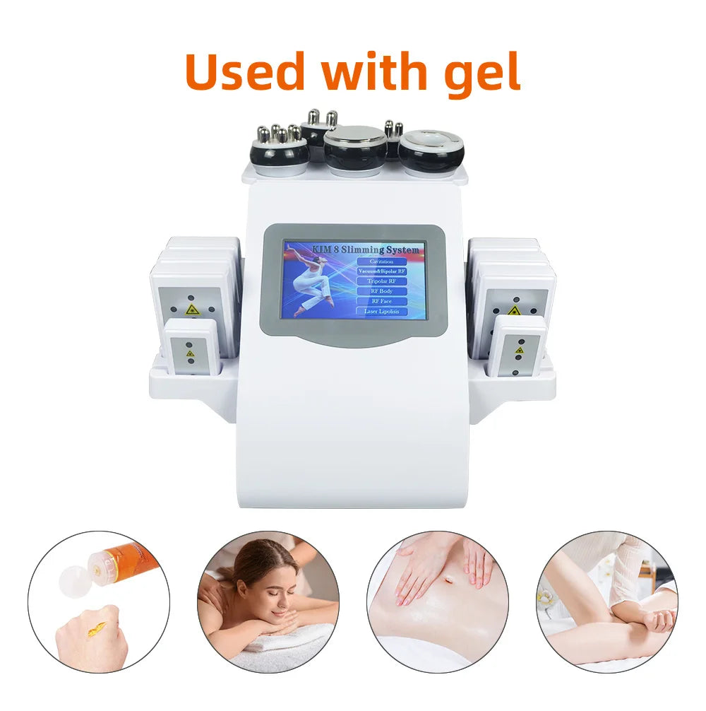 6 In 1 40K Ultrasonic Cavitation Machine Weight Loss Skin Lift Tightening Vacuum Lipo KIM8 Body Slimming Machine Body Shaping