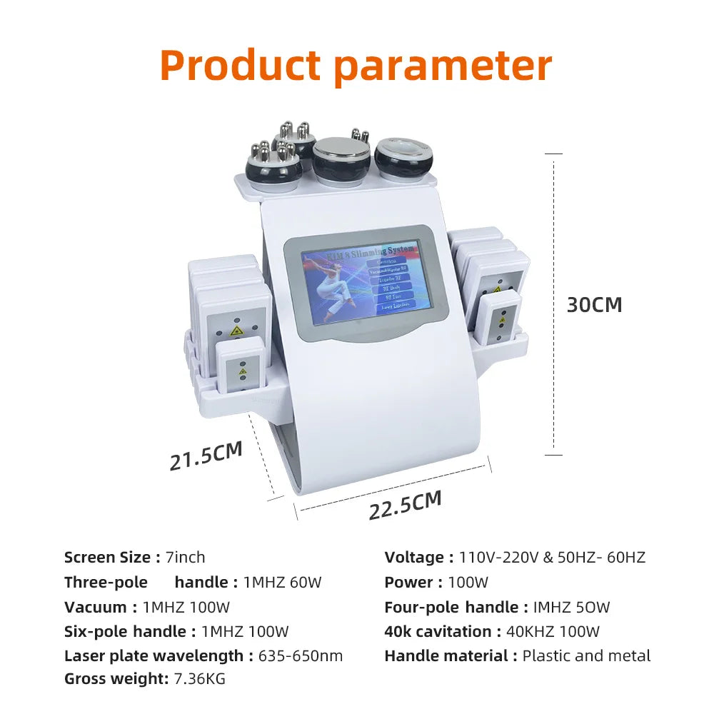 6 In 1 40K Ultrasonic Cavitation Machine Weight Loss Skin Lift Tightening Vacuum Lipo KIM8 Body Slimming Machine Body Shaping