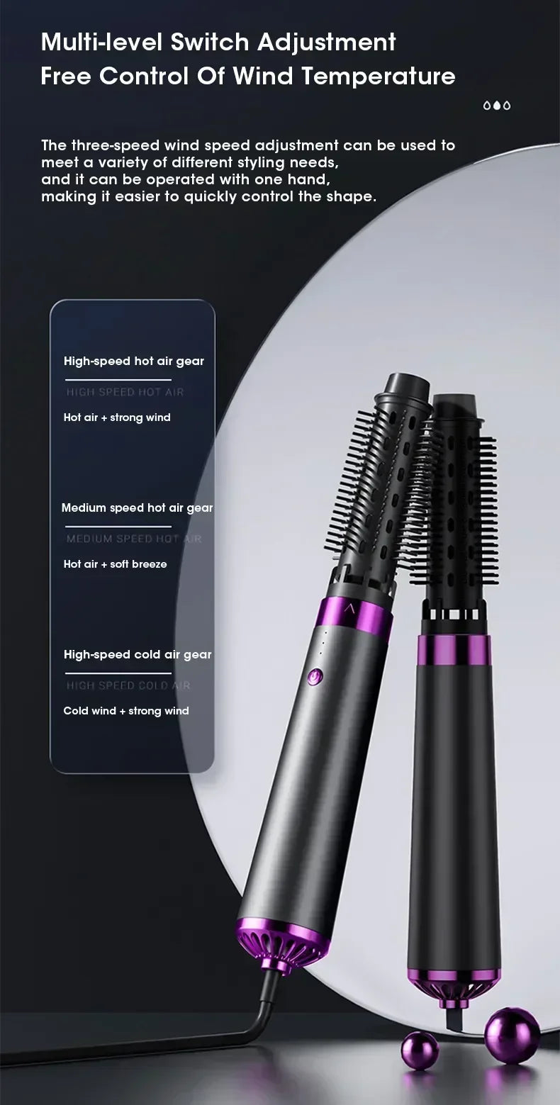 5 In 1 Electric Hair Dryer Hot Air Brush Multifunctional Hair Straightener Negative Ion Curler Blow Dryer Styling Set