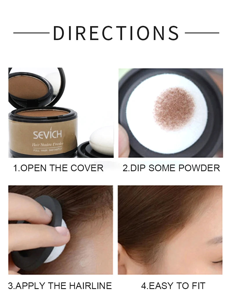 Sevich Waterproof Hair Line Powder 4g Natural Instant Hairline Shadow Powder Black Root Cover Up Forehead Hair Makeup Concealer