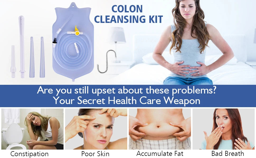 2L Enema Bag Kit Reusable Silicone Medical Grade Water Colon Bags Home Use Women Wash Anal Flushing Bag Cleansing Enteroclysm
