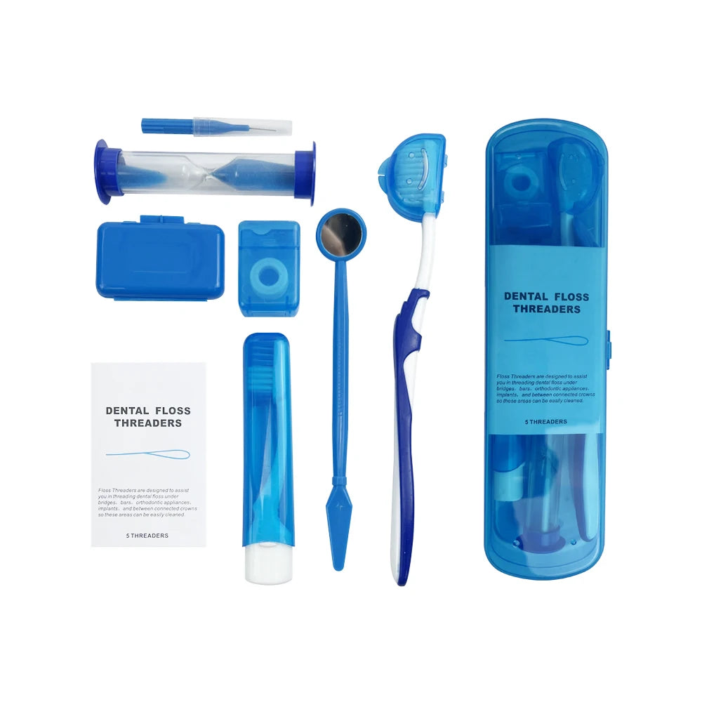 Dental Toothbrush Oral Care Kit Orthodontic Mirror Interdental Brush Supplies Cleaning Tools Ties Brush Floss Cleaning Braces
