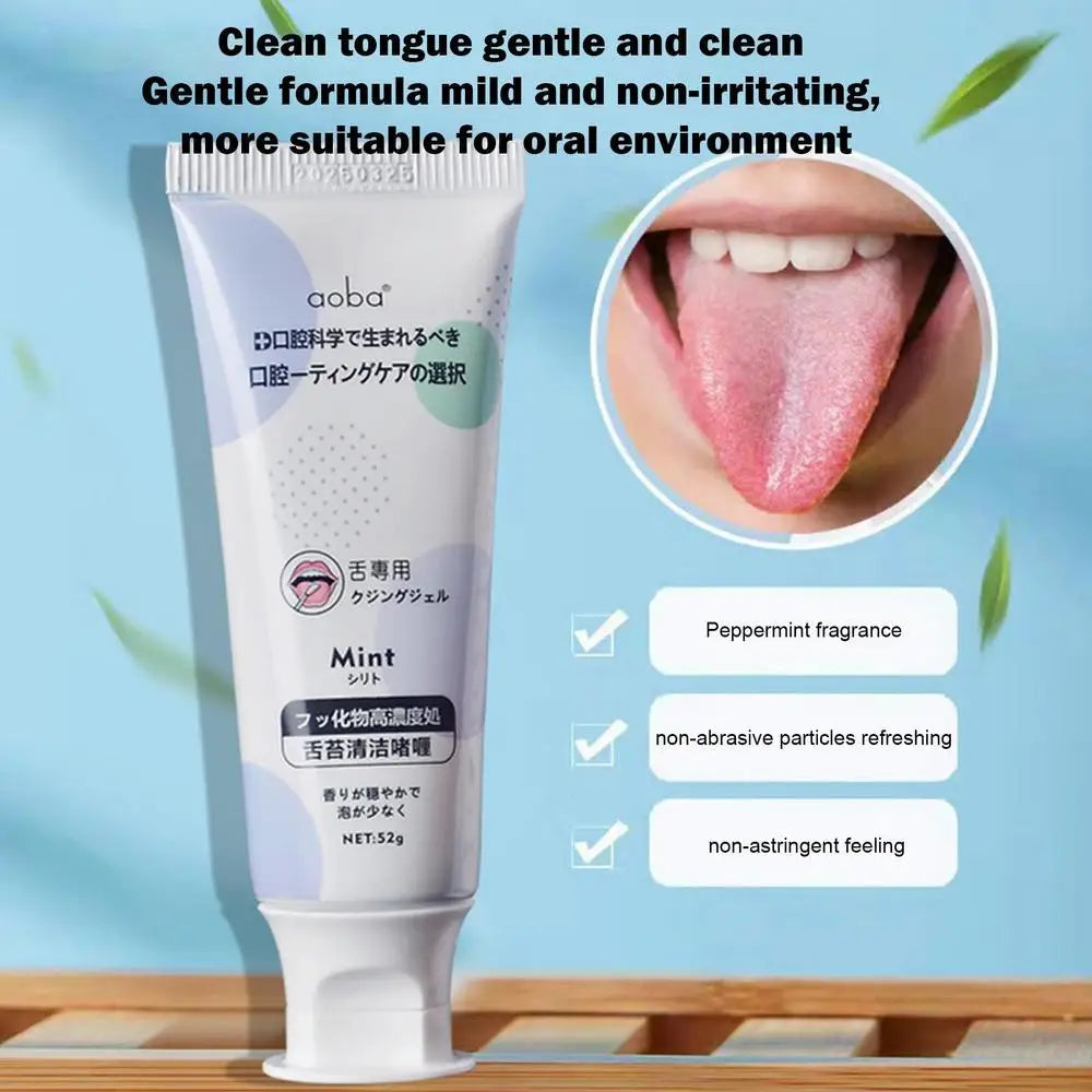 Tongue Coating Cleaning Gel Oral Care Fresh Breath Tongue Scraper Toothbrush Two-in-One Brush Gel Paste Gentle Natural Whitening