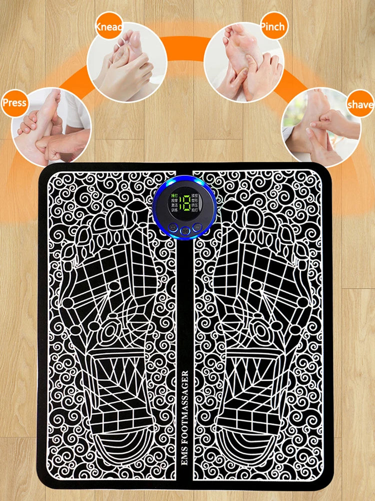 EMS Foot Booster Foot Circulation Massager 8 Modes USB Rechargeable Leg Muscle Stimulator Remote Control for Relax Feet and Legs