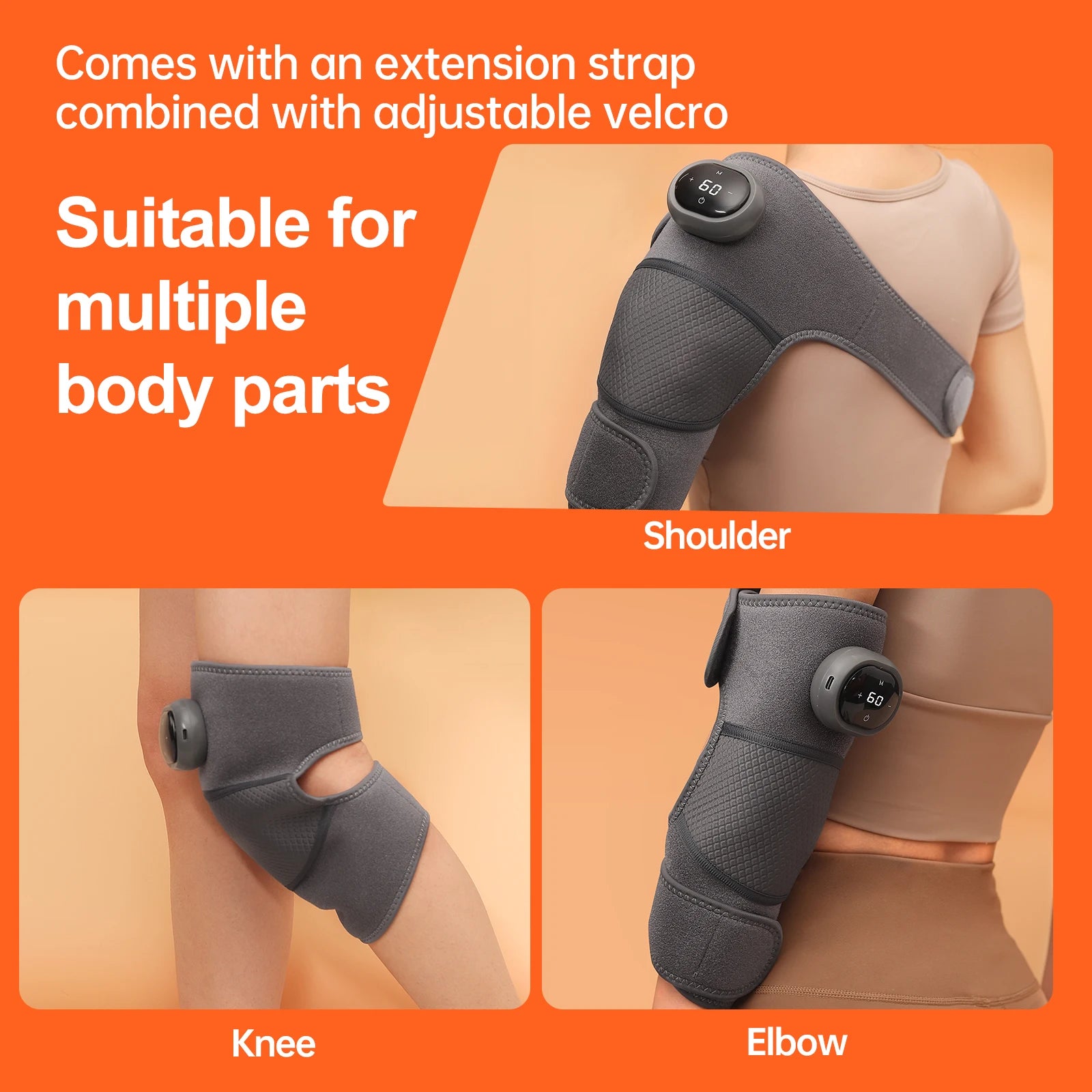 2PCS Cordless Knee Massager with Heat and Vibration for Knee Shoulder Elbow,Heated Knee Brace for Arthritis with Massage,Gifts