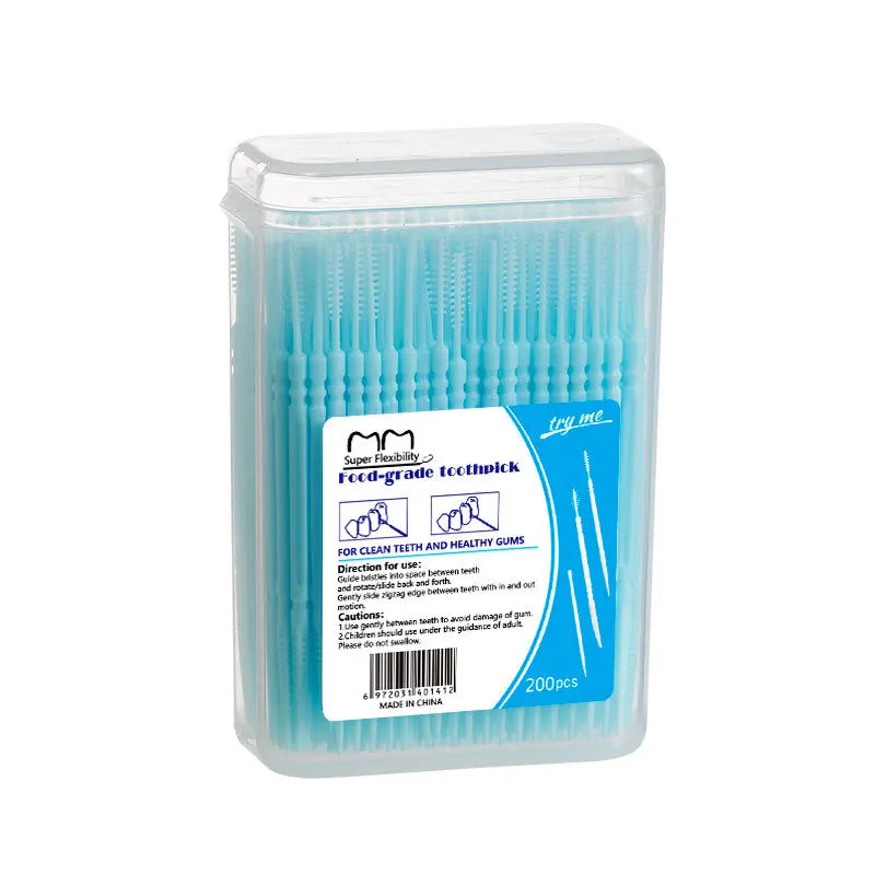 Toothpick Brush 200 PCs Boxed Plastic Toothpick Disposable Household Interdental Brush Teeth Picking Dental Floss