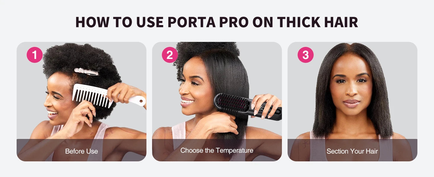 BOPCAL Cordless Hair Straightener Brush 10000mAh LED Display Negative Ions Hair Care Ceramic Electric Hot Heating Comb