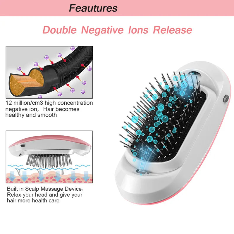 New Version Ionic Hairbrush Potable Negative Ions Dropshipping Niche Product Unique Massage Hairbrush Anti-static Hair Brush