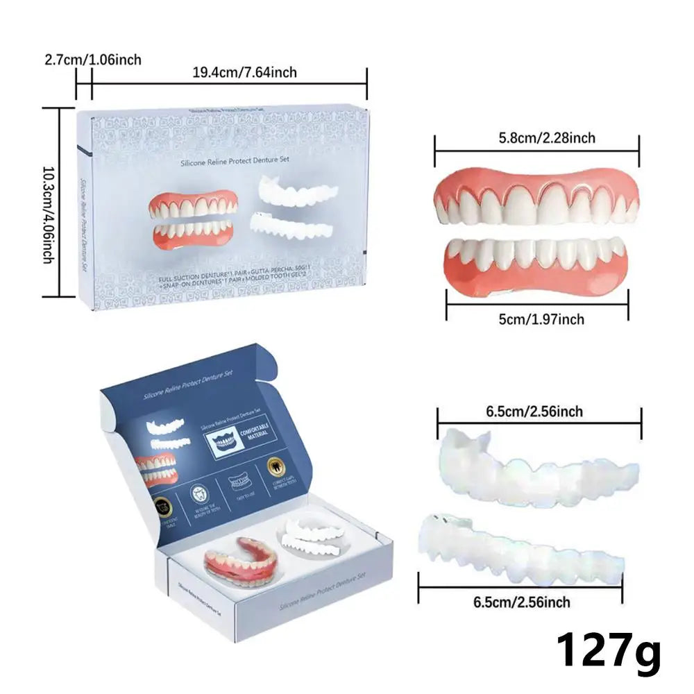 Denture Set False Teeth Top And Bottom Denture Solution Realistic False Teeth Professional Temporary Teeth Kit For Lovers