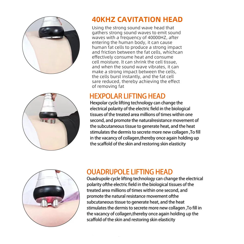 6 In 1 40K Ultrasonic Cavitation Machine Weight Loss Skin Lift Tightening Vacuum Lipo KIM8 Body Slimming Machine Body Shaping