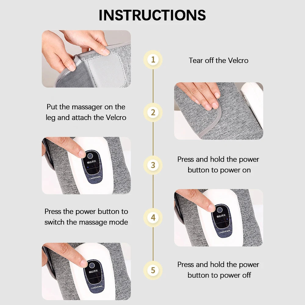 Smart Leg Massage 3 Modes Vibration Leg Air Compression Massager Electric Air Compress Foot Leg Air Pressure Massage