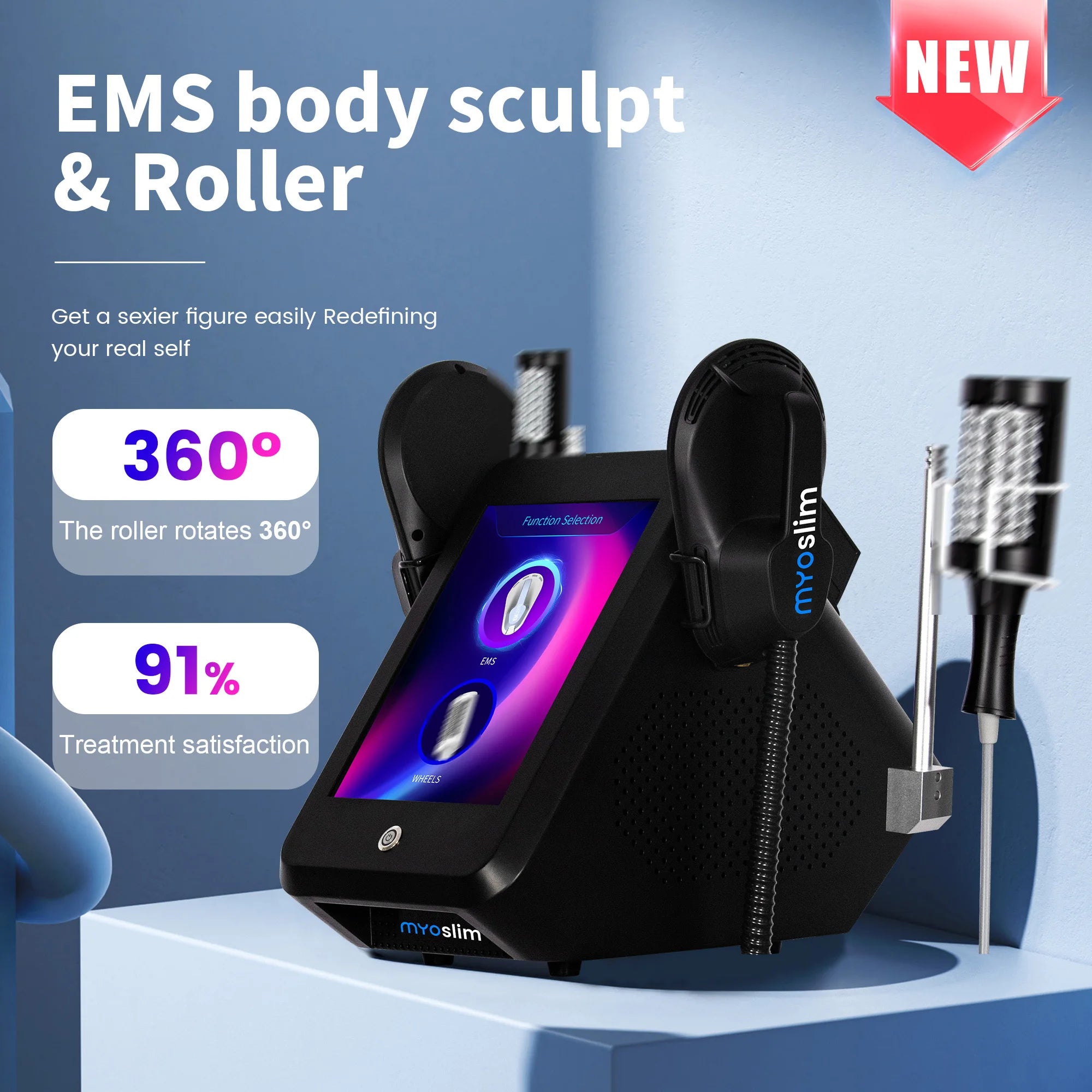 Myoslim 15 TUltra 6500W RF Machine Shaping Slimming Body Sculpture HI-emt Weight Loss Inner Ball Roller Machine