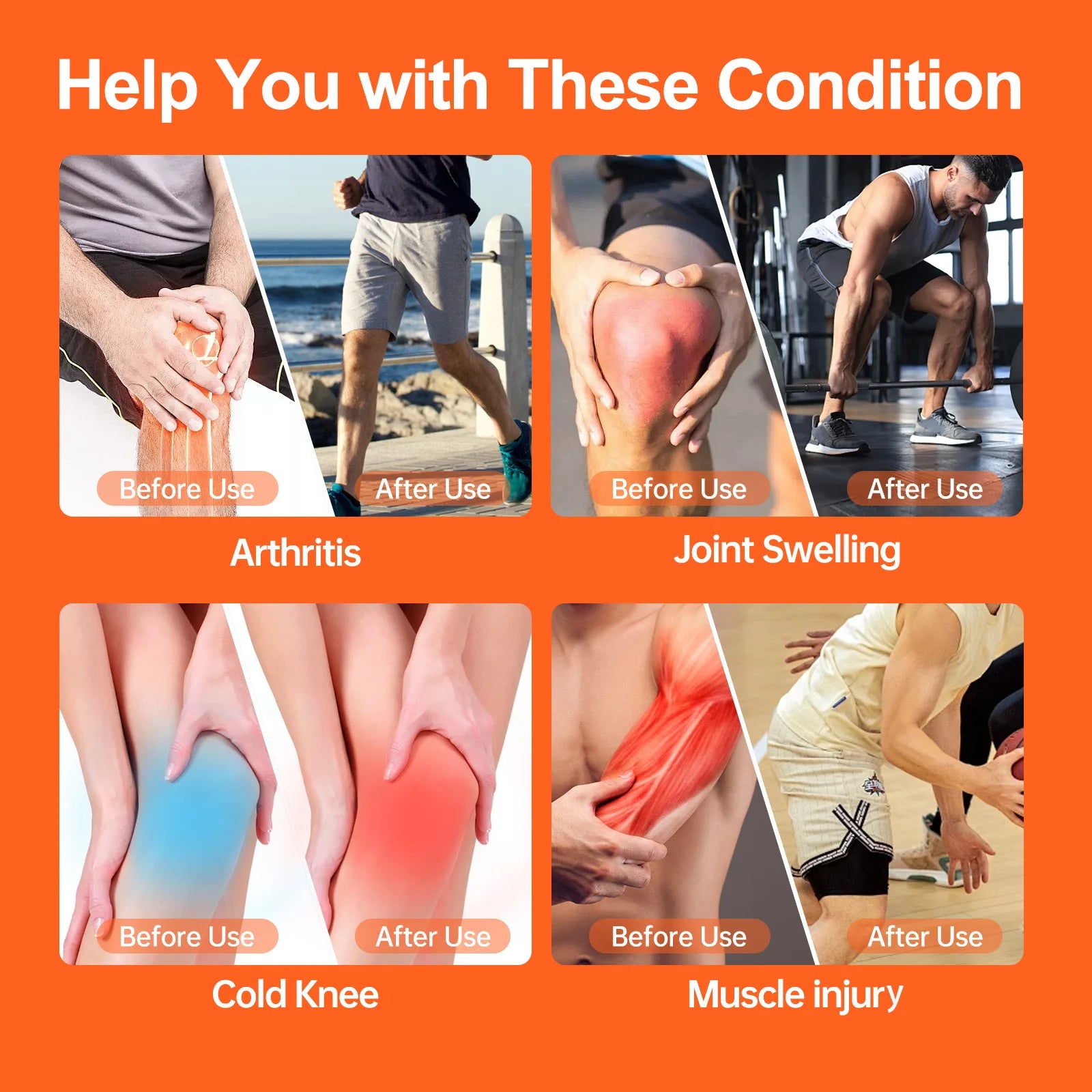 2PCS Cordless Knee Massager with Heat and Vibration for Knee Shoulder Elbow,Heated Knee Brace for Arthritis with Massage,Gifts