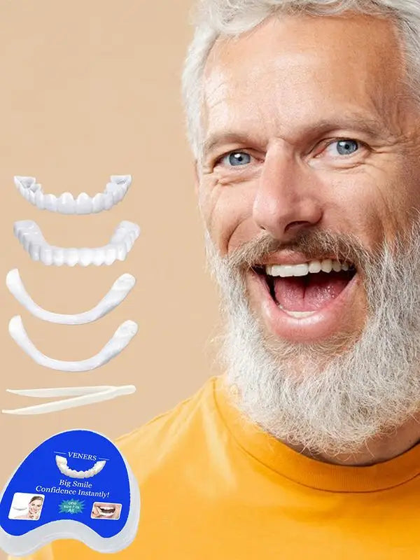 Silicone Upper/Lower Jaw Denture,Snap On Teeth Veneers Dentures, Teeth Whitening Fake Tooth Cover Snap On,Denture Fake Teeth