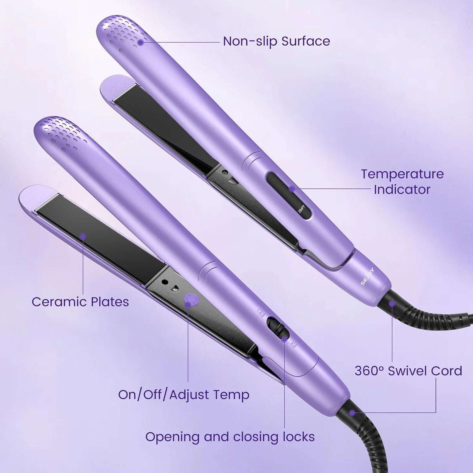 Sejoy 2 In 1 Professional Hair Straightener Curlering Flat Iron Fast Heating Ceramic Curler Hair Style