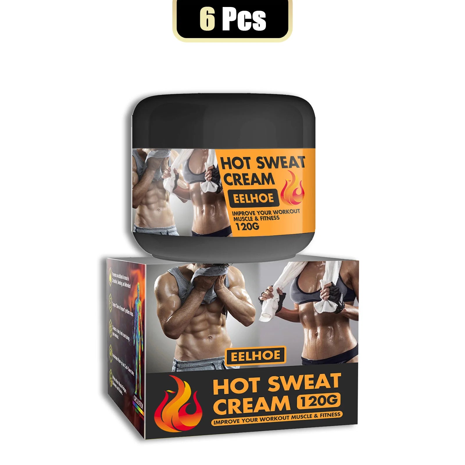EELHOE Hot Sweat Cream 120g Fat Burning Tighten Abdominal Muscles Arms Legs Waist Fat Loss Firming Skin Natural Belly All Body