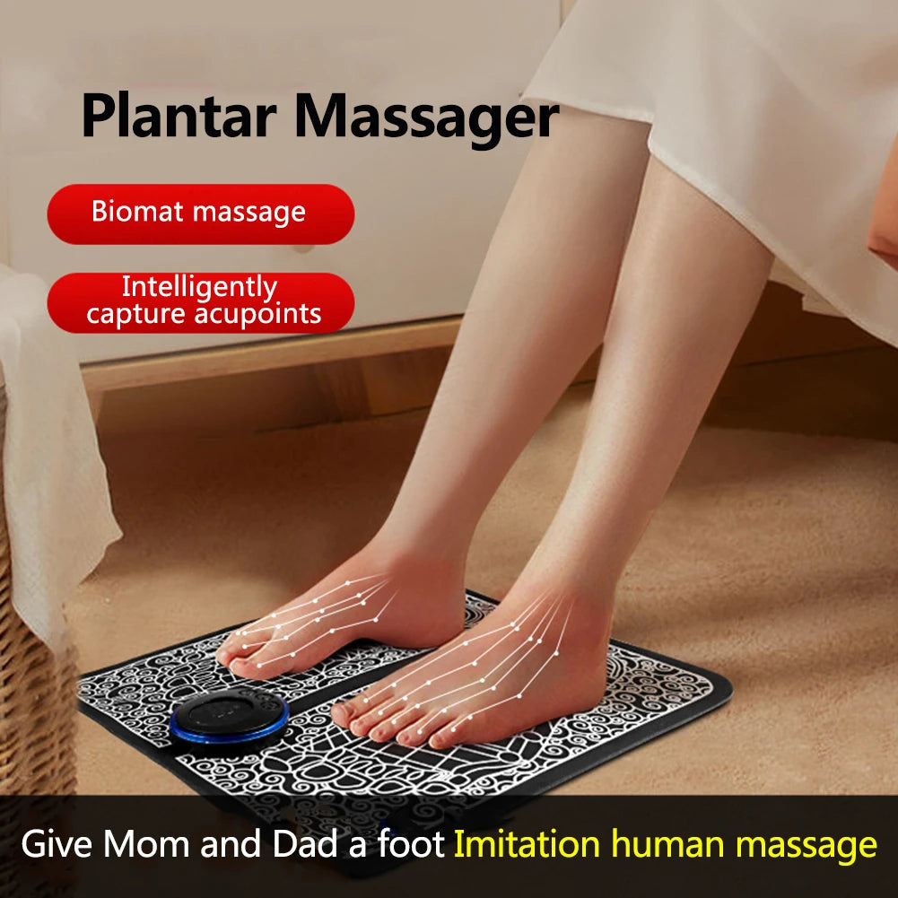 EMS Feet Muscle Stimulator 8 Modes Electric Feet Massage USB Rechargeable Massager Legs Remote Control for Relax Feet and Legs