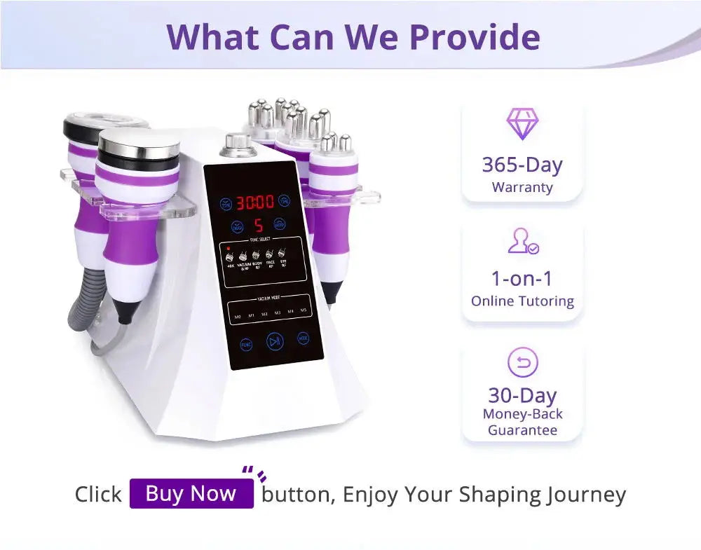5 in 1 Ultrasonic 40K Cavitation Vacuum Fat Loss Body Shaping Machine Remove Wrinkle Refared Beauty Device Home Use Anti Celluli