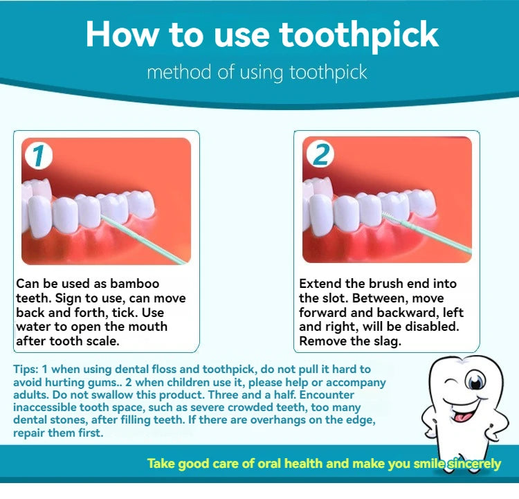 Toothpick Brush 200 PCs Boxed Plastic Toothpick Disposable Household Interdental Brush Teeth Picking Dental Floss