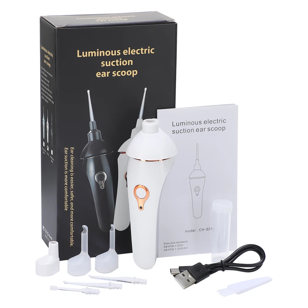 Electric Vacuum Ear Wax Remover Luminous Ear Pick Suction Device Ear Picking Spiral Ear Cleaning Tools For Children Kids Adults