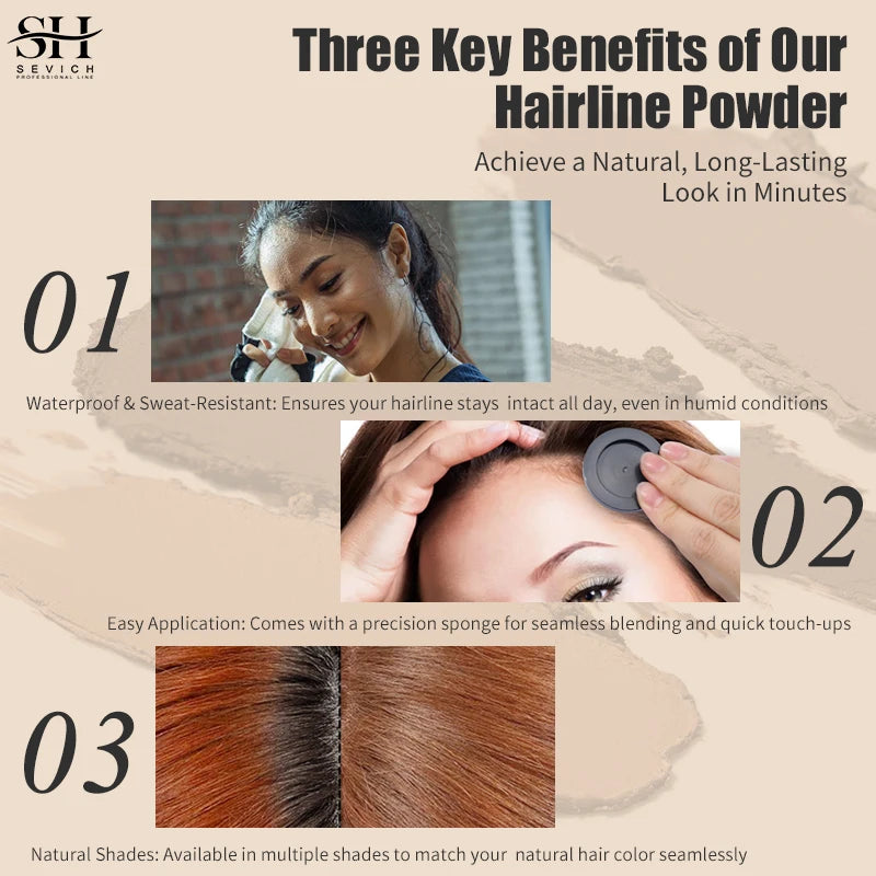 Sevich Hairline Powder Instantly Conceals Hair Loss Root Touch Up Powder Hair Loss Cover Up Hair Shadow Powder Black Hair Fibers
