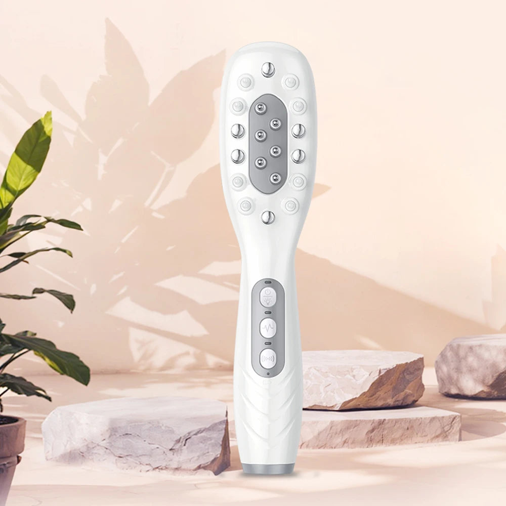 EMS Electric Massage Comb Blue Red Purple Light Therapy Vibration Hair Growth Scalp Brush Liquid Oil Applicator Anti Hair Loss