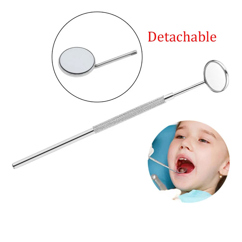 Stainless Dental Mirrors with Handle Steel Surgical Instruments Dentist Mouth Checking Makeup Supplies