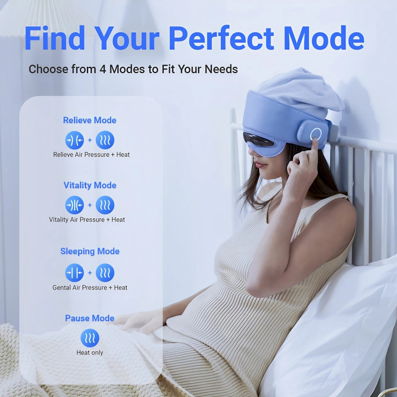 Head Massager for Fatigue Relief, Eye Massager with Heat, Head and Eye Massage for Stress Relief, Bluetooth-Capable, Ideal gifts