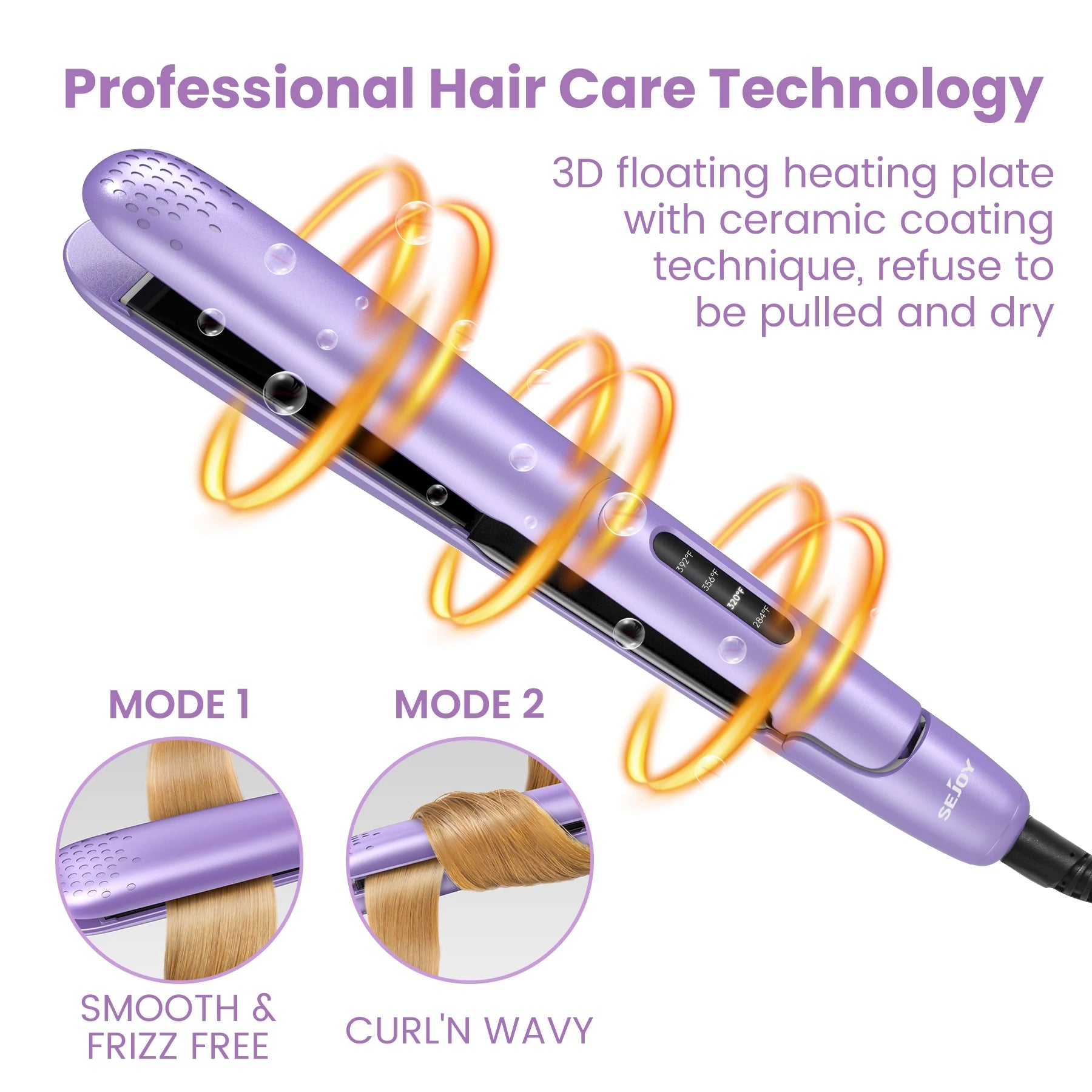 Sejoy Professional Electric Hair Curling Iron 110v/220v Hair Straightener Multi-function PTC Heater Crimper Curler Corn