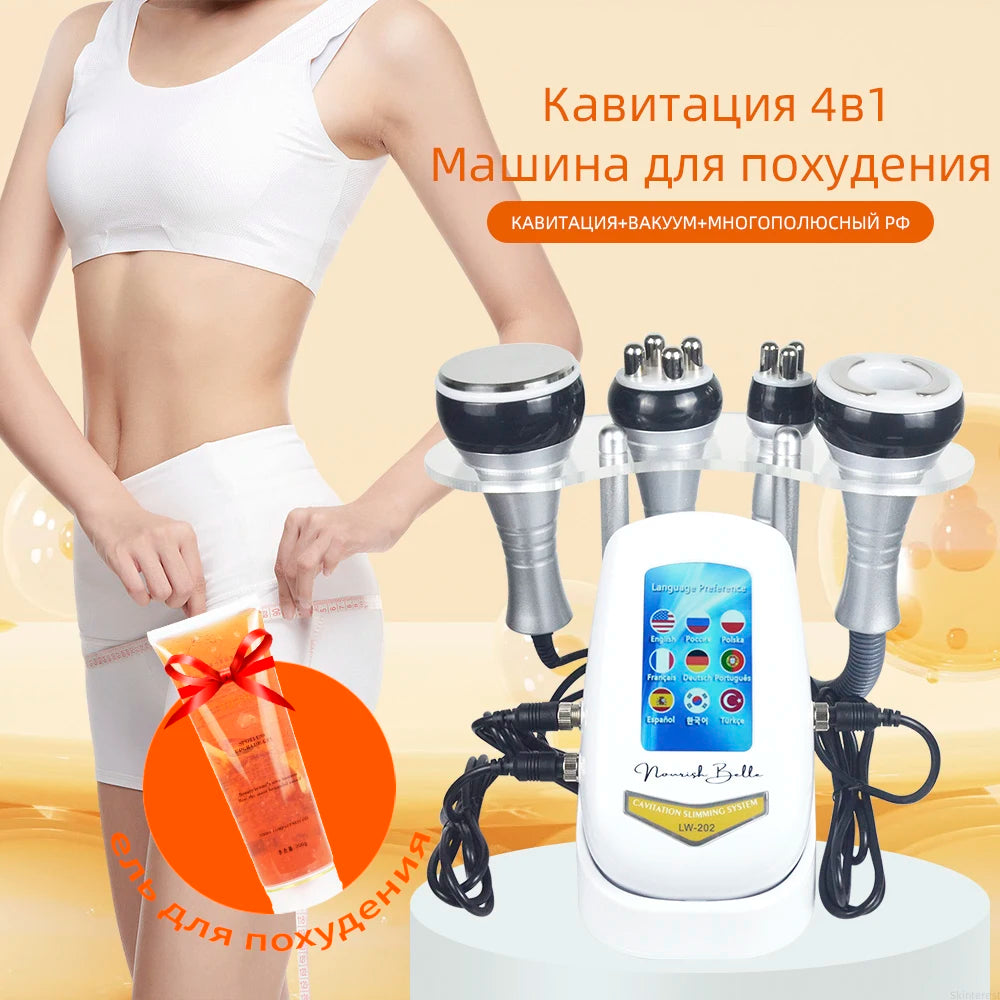 4 IN 140K Cavitation Ultrasonic Body Slimming Machine Beauty Device Facial Massager Skin Tighten Face Lifting Vacuum Suction