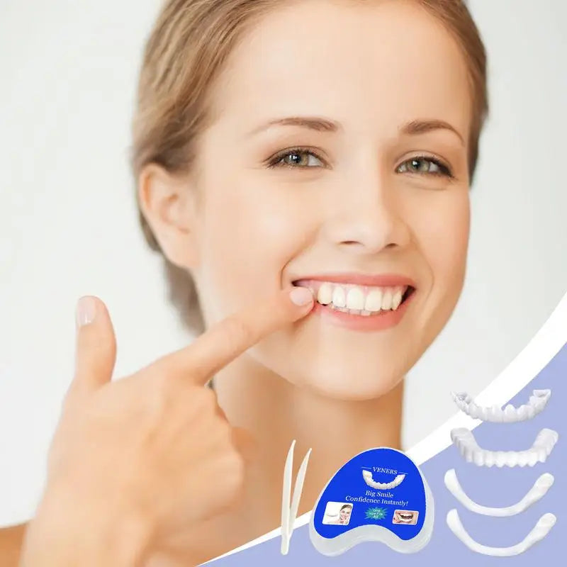 Silicone Upper/Lower Jaw Denture,Snap On Teeth Veneers Dentures, Teeth Whitening Fake Tooth Cover Snap On,Denture Fake Teeth