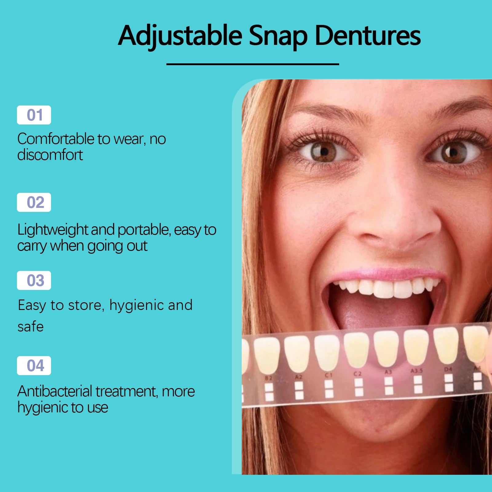 Perfect Fit Teeth Whitening Fake Tooth Cover Snap on Silicone Smile Veneers Teeth Flexibles Fake Teeth Dental Whitening Devices