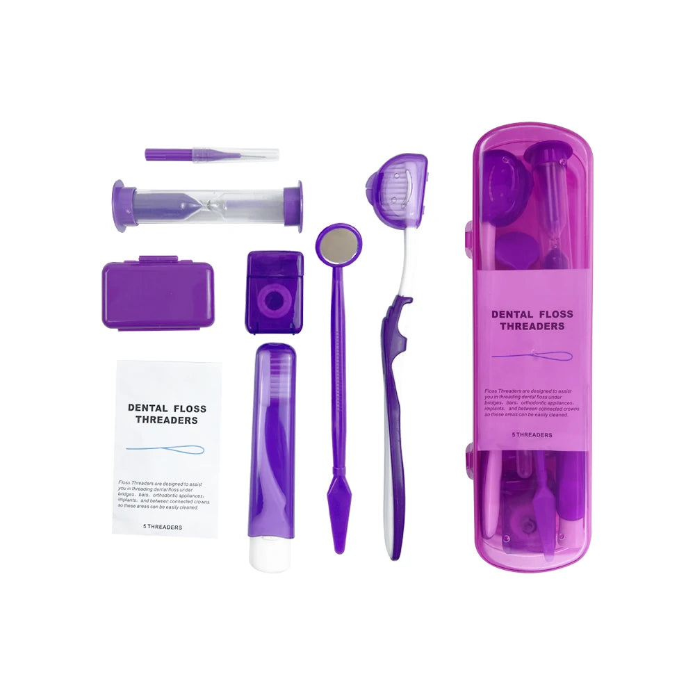 Dental Toothbrush Oral Care Kit Orthodontic Mirror Interdental Brush Supplies Cleaning Tools Ties Brush Floss Cleaning Braces