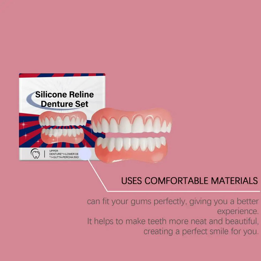 Silicone Denture Set Silicone Upper Lower Veneers Perfects Laugh Soft Denture Kit Denture Silicone Liners Soft Denture Kit