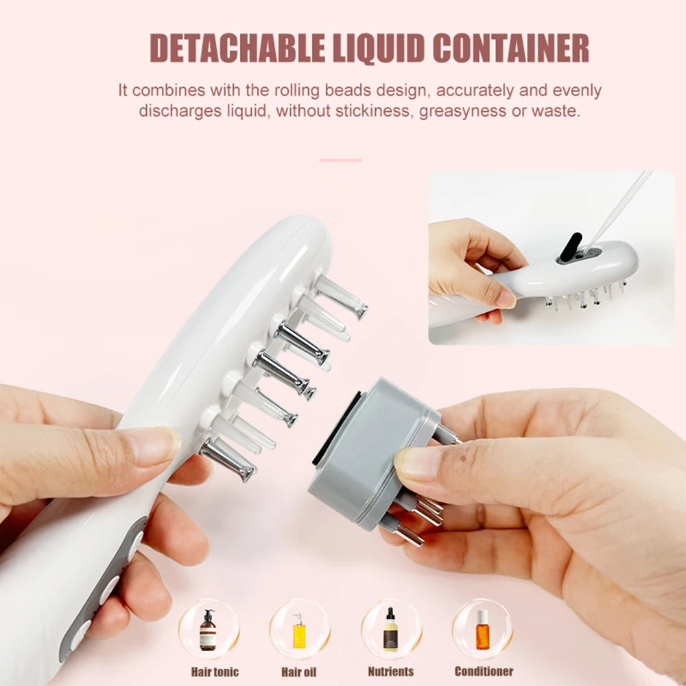 EMS Electric Massage Comb Blue Red Purple Light Therapy Vibration Hair Growth Scalp Brush Liquid Oil Applicator Anti Hair Loss