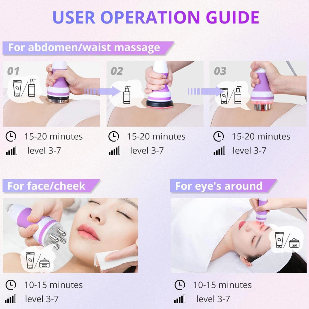 5 in 1 Ultrasonic 40K Cavitation Vacuum Fat Loss Body Shaping Machine Remove Wrinkle Refared Beauty Device Home Use Anti Celluli