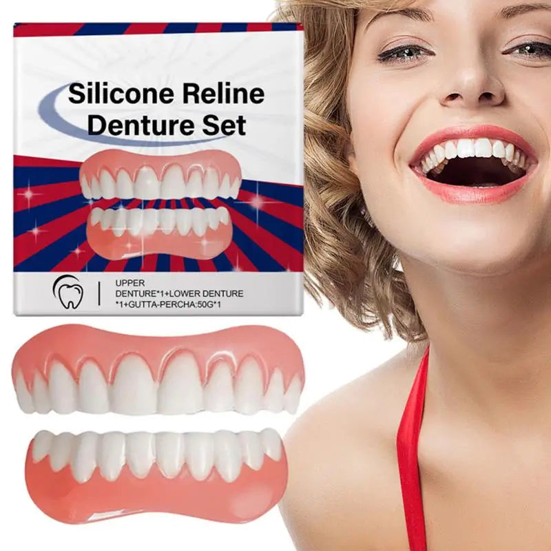 Silicone Denture Set Silicone Upper Lower Veneers Perfects Laugh Soft Denture Kit Denture Silicone Liners Soft Denture Kit