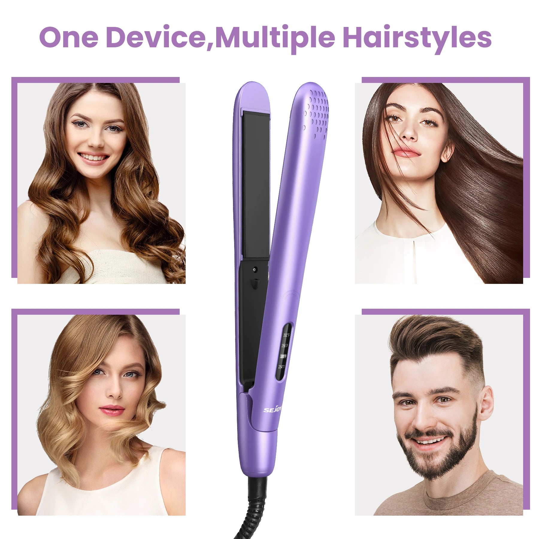 Sejoy Professional Electric Hair Curling Iron 110v/220v Hair Straightener Multi-function PTC Heater Crimper Curler Corn